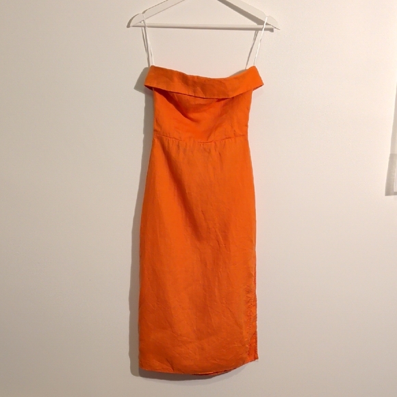 REFORMATION marcella linen strapless dress - size 2 - Picture 3 of 11